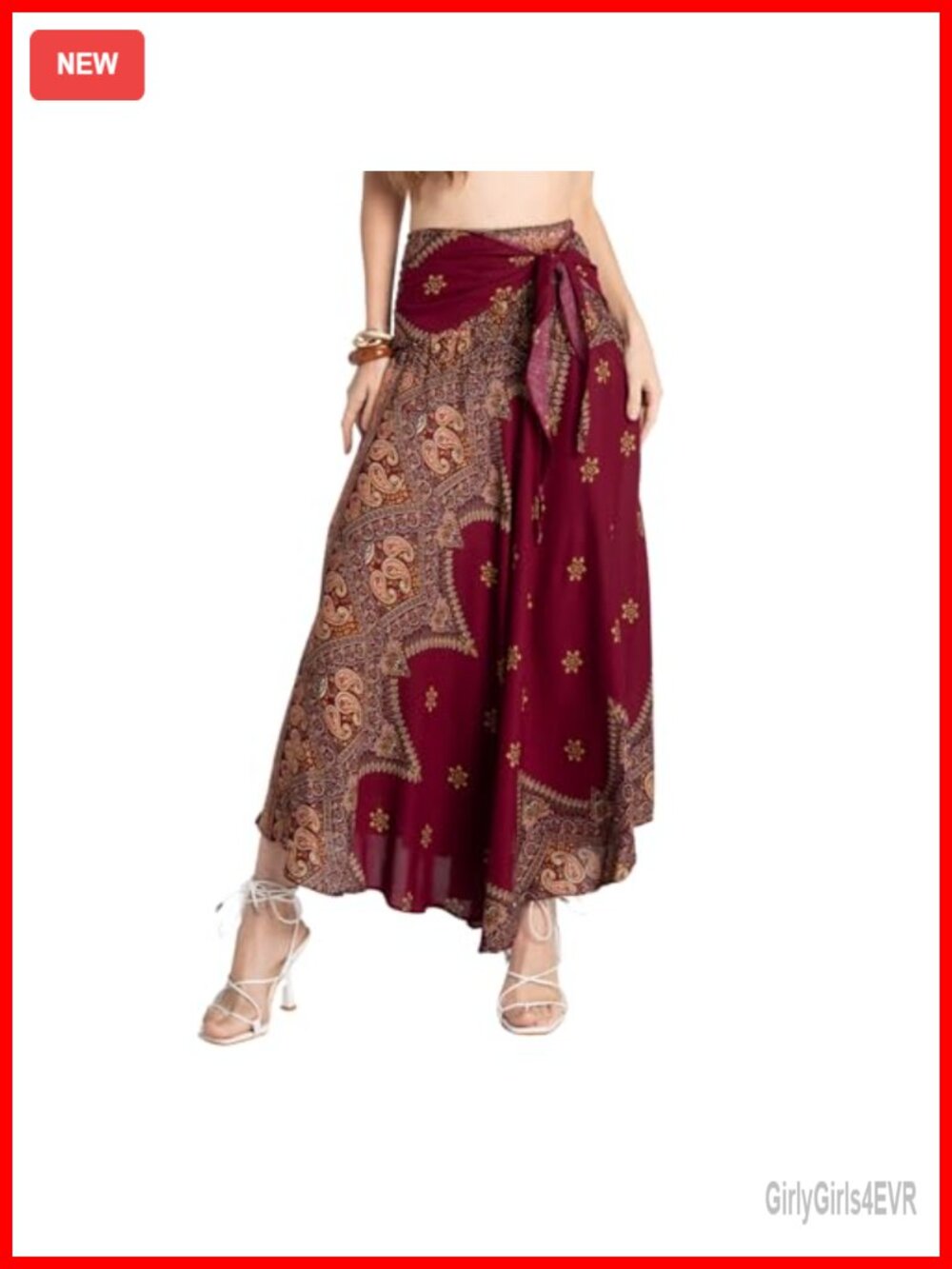 Boho Maxi Skirt Womens Flowy Pull-On Rayon Asymmetrical Tiered